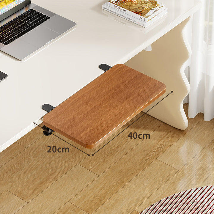 Under-Desk Bamboo Slide-Out Work Surface Clamp-Mounted Keyboard & Mouse Platform