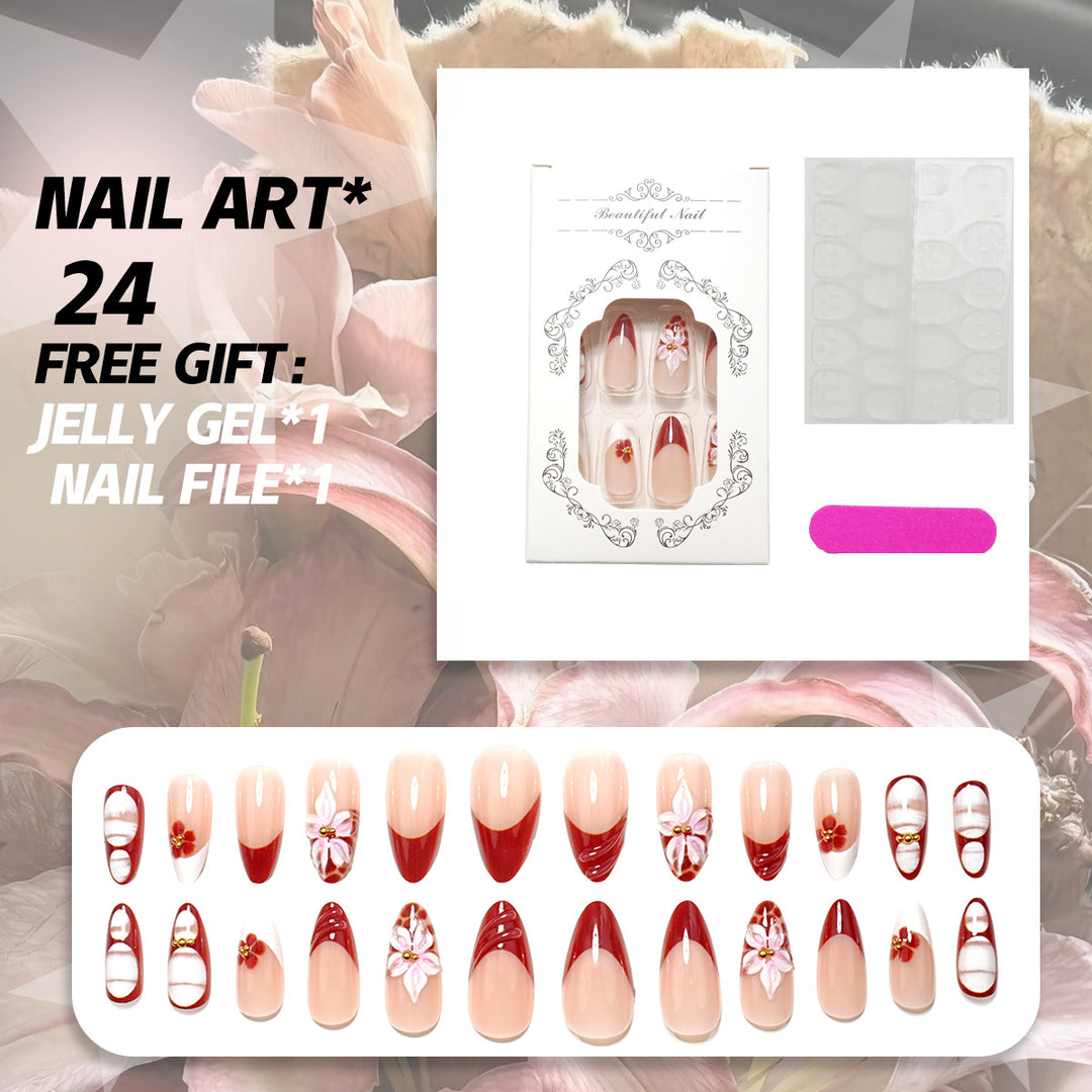 Elegant Floral Press-On Nail Set