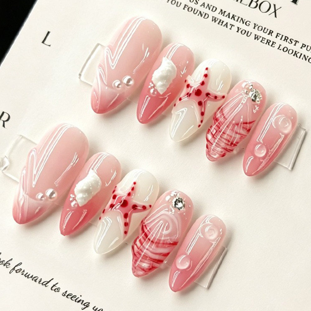 Elegant sea motif artificial nails Kalsten