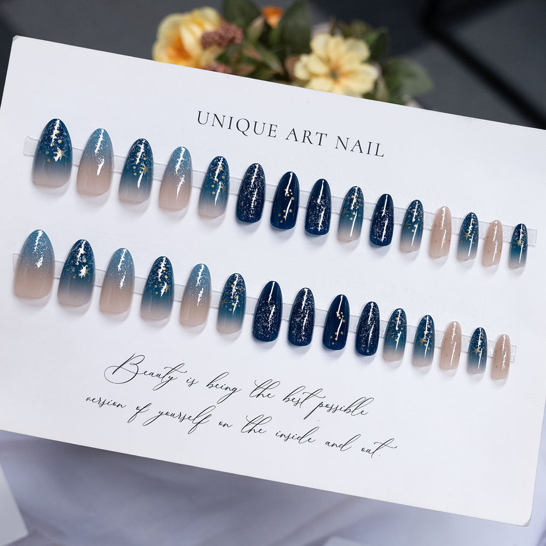Starry Night Press-On Nail Design