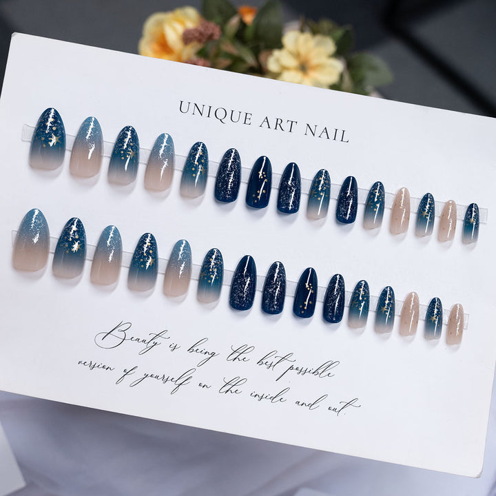 Starry Night Press-On Nail Design