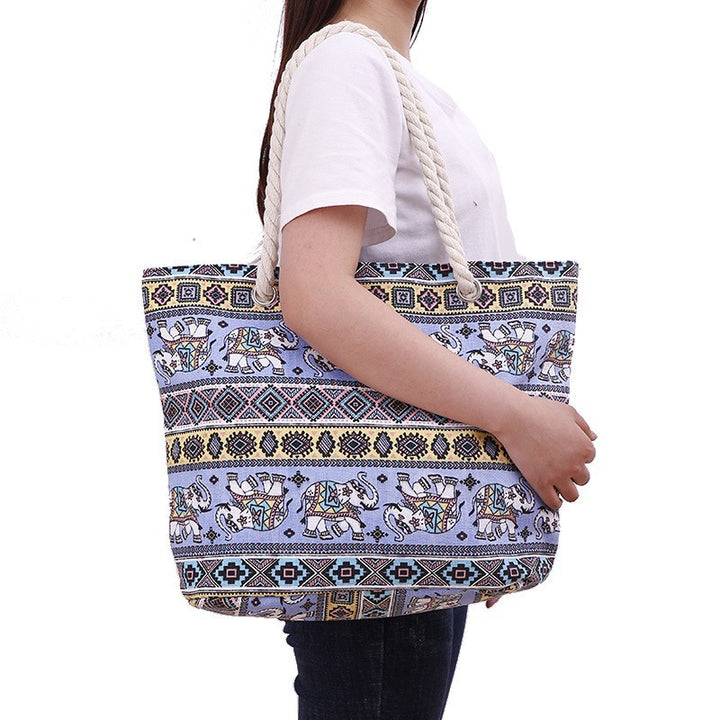 Large and Colorful Beach Bag with Mandala Pattern Kalsten