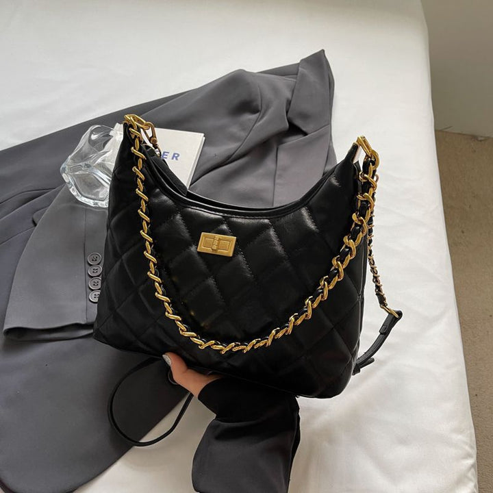 Elegant Chain-Embellished Hobo Bag Kalsten
