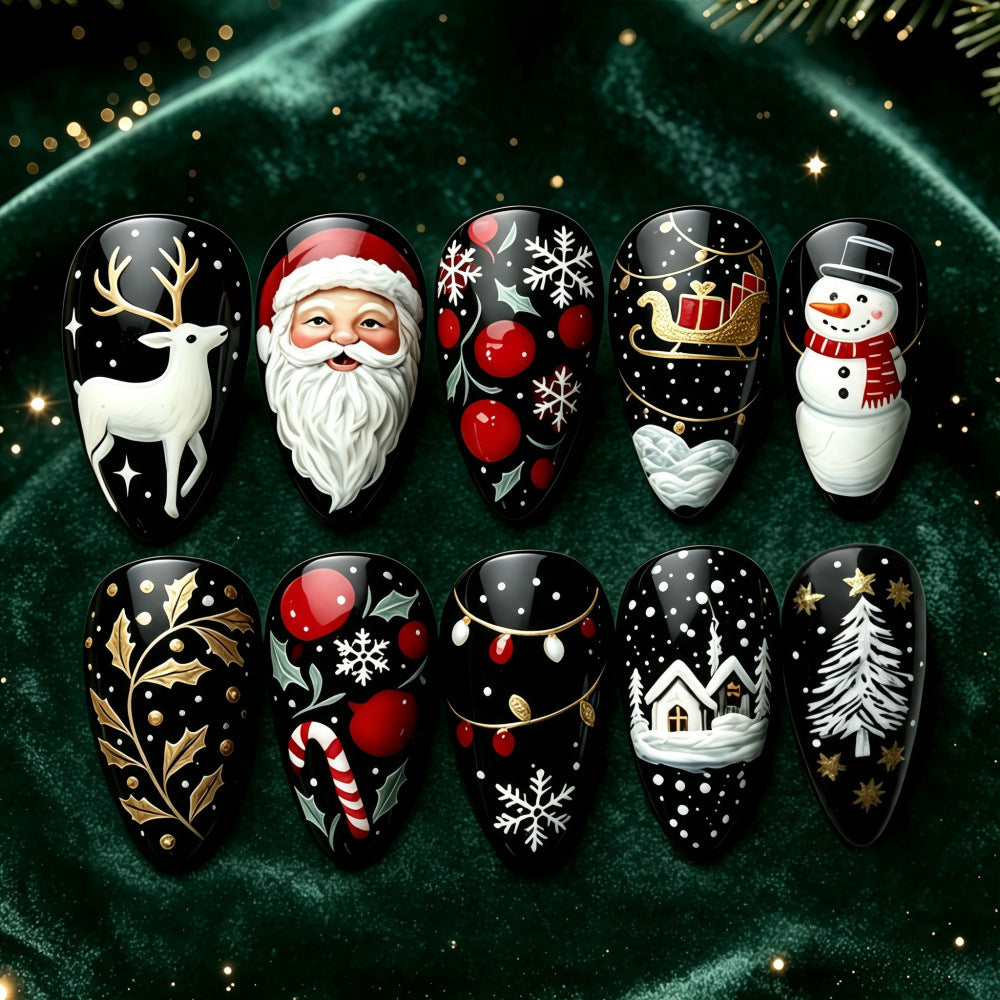 Festive artificial nail set with Christmas motifs Kalsten