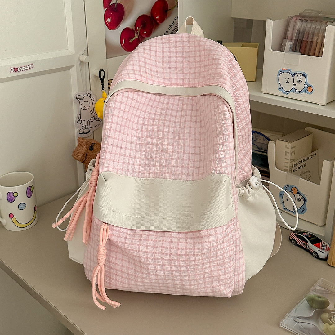 Textured Casual Backpack with Charm Kalsten