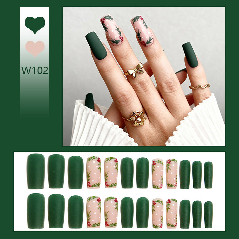 Acrylic nail set with festive Christmas design and elegant 3D embellishments Kalsten