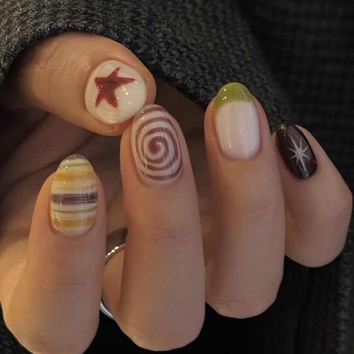 creative nail art set with modern geometric designs Kalsten