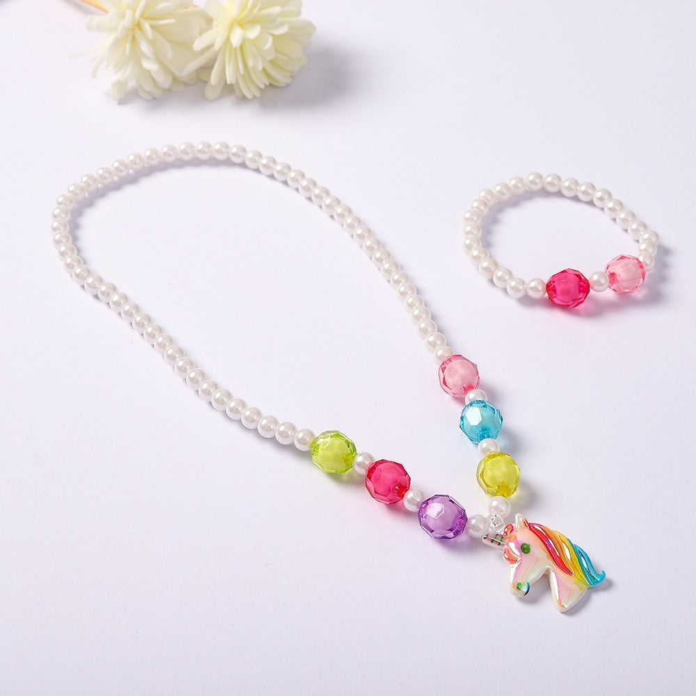 Playful jewelry set with unicorn pendant Kalsten