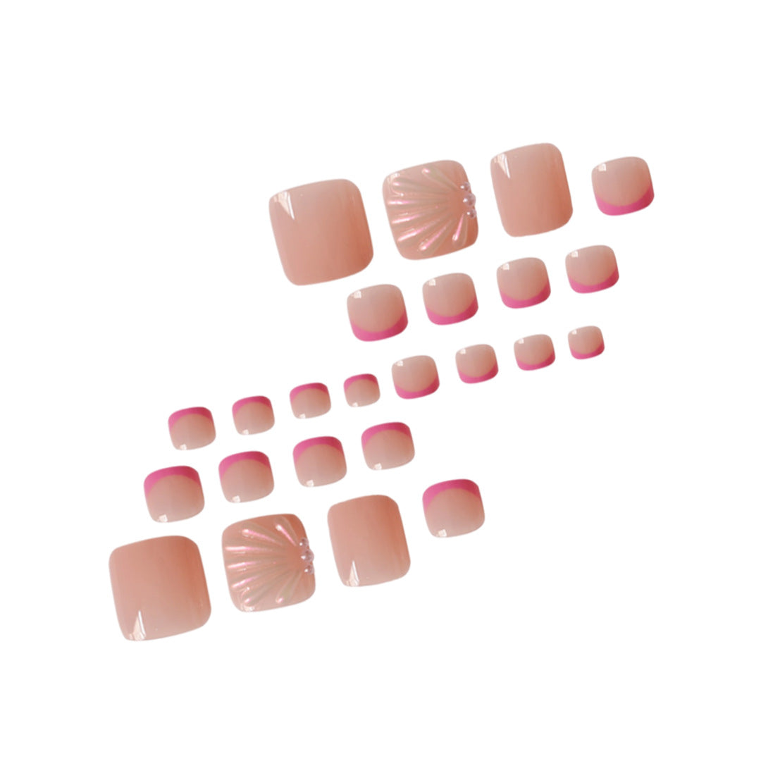 Artistic 3D Press-On Toe Nail Art with Pearl Accents Kalsten