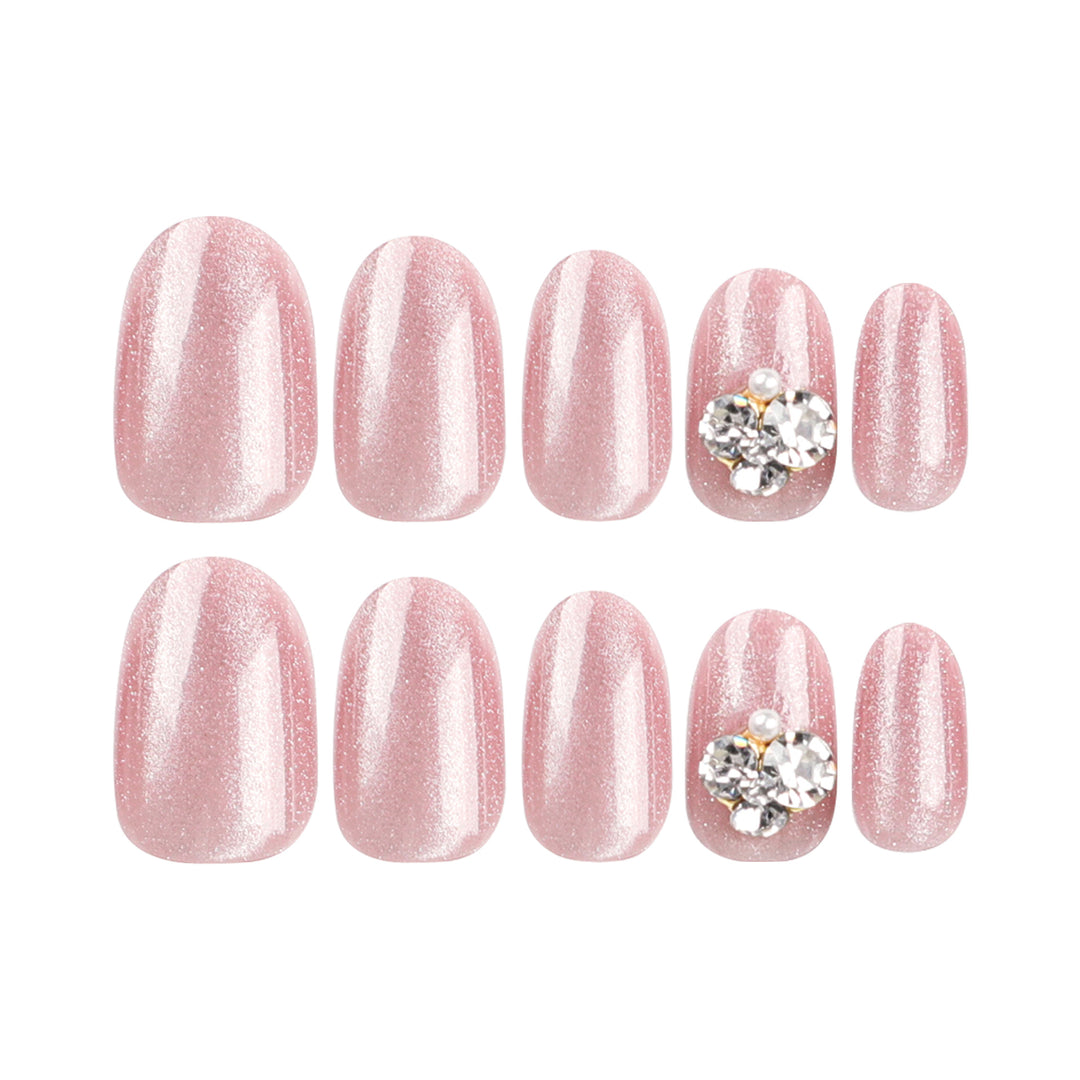 Artful glitter nail extensions with elegant rhinestone accents Kalsten