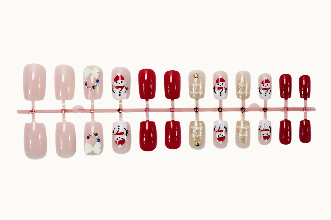 Artificial nail set with festive Christmas motifs Kalsten
