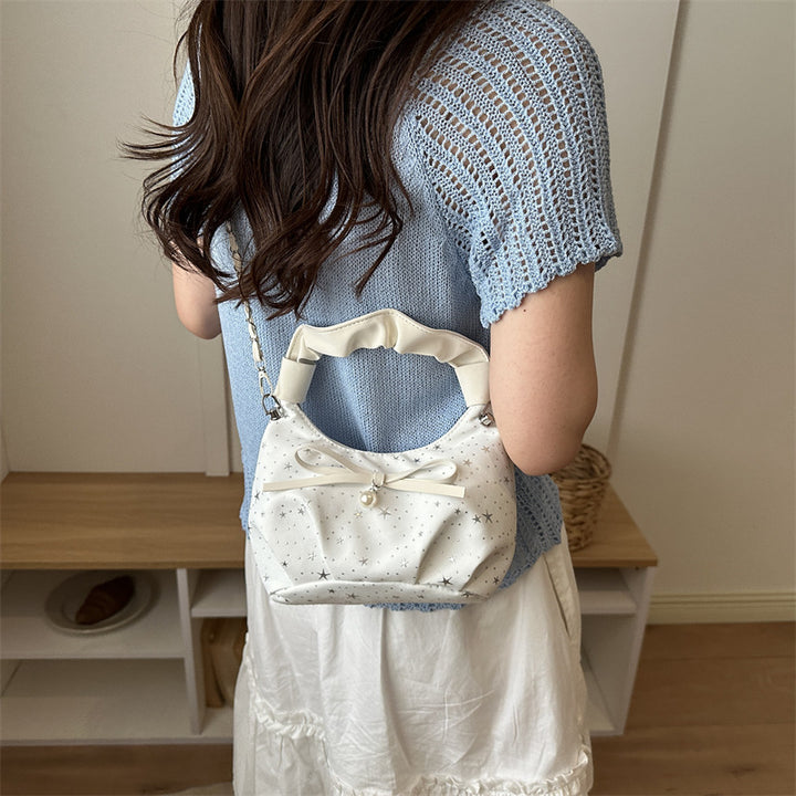 Elegant Bow Detail Star-Print Handbag
