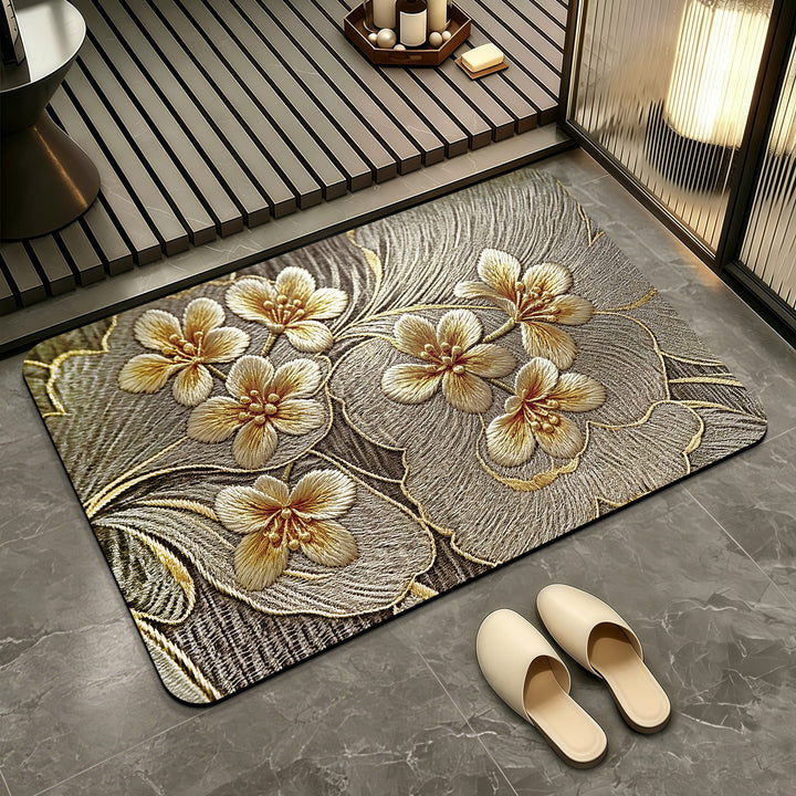 Elegant Floral Patterned Bath Mat Kalsten