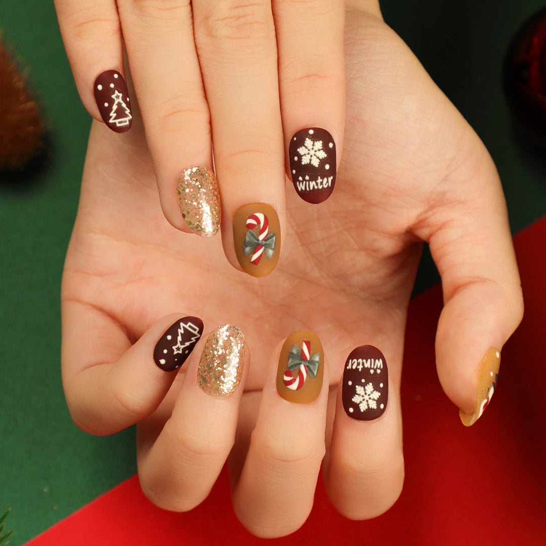 Artful Nail Extensions with Glitter and Rhinestone Embellishments Kalsten