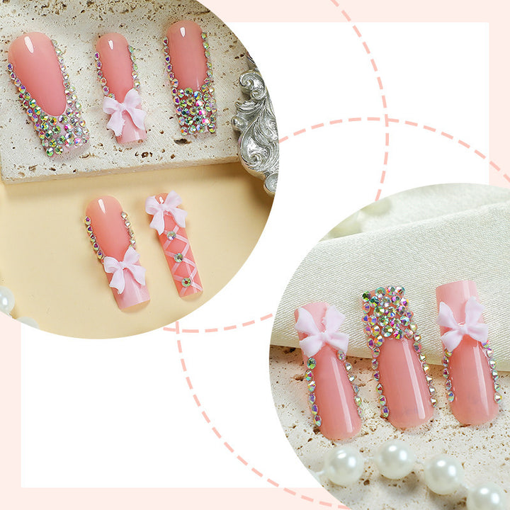 Artificial nail set with elegant bow and glitter accents Kalsten