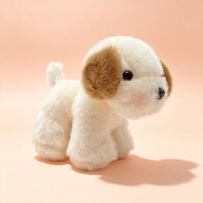 Plush Sitting Puppy Toy with Ultra-Soft Faux Fur and Embroidered Nose Kalsten