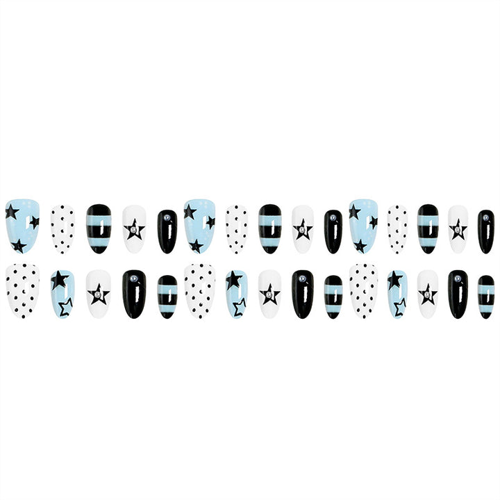 Artificial nails with trendy star and dot designs Kalsten