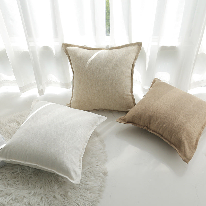 Decorative Linen Throw Pillow Cover with Piped Edge