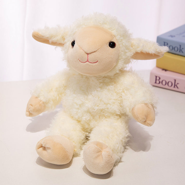 Premium Plush Lamb Comforter Stuffed Toy with Soft Faux-Fur and Embroidered Features Kalsten