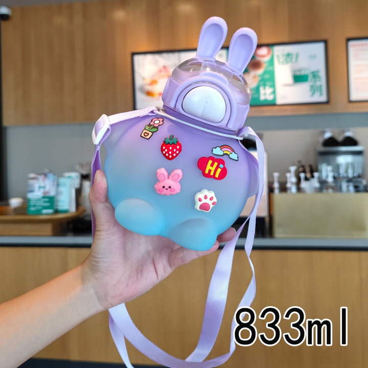 Women's creative drinking bottle with animal ears and colorful stickers Kalsten