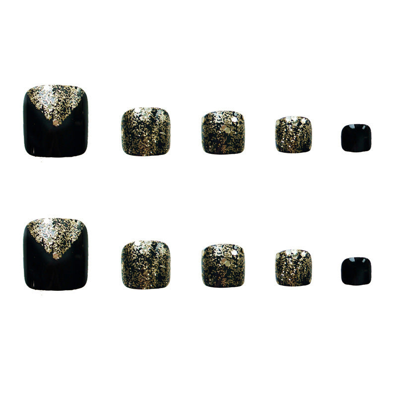 Glamorous Glitter-Enhance Press-On Toenail Set