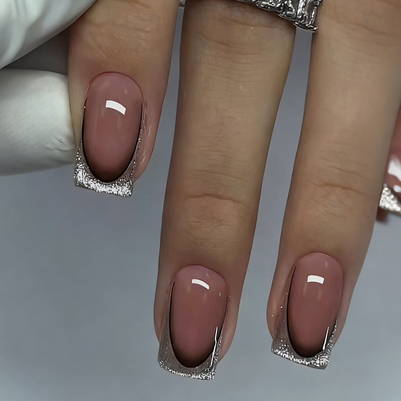 Nail set with luxurious glitter French tips Kalsten