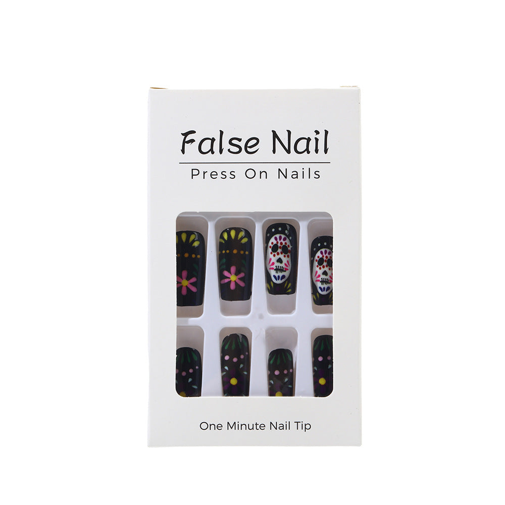Creative artificial nails with sugar skull design Kalsten