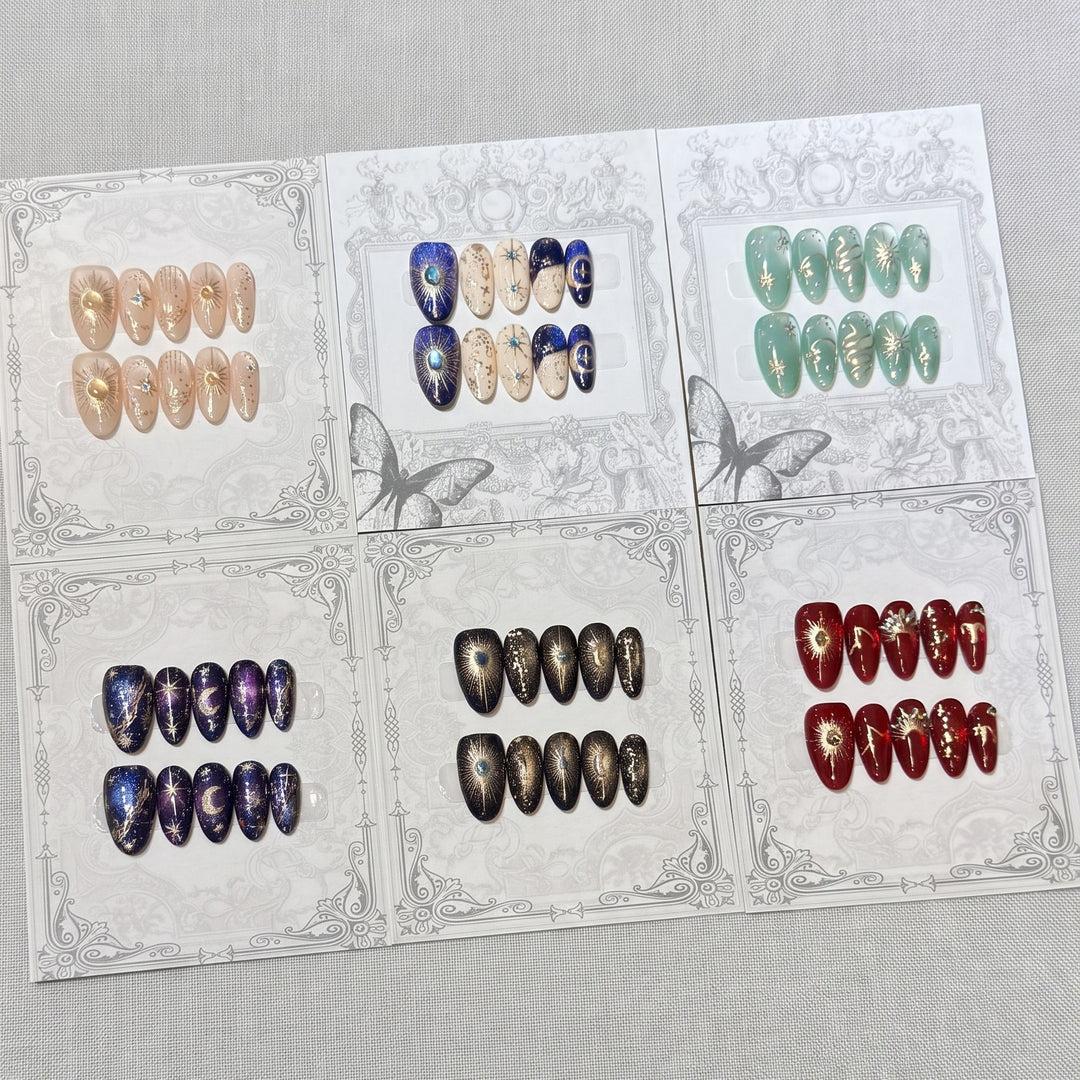 Decorative Press-On Nail Set with Celestial Accents Kalsten