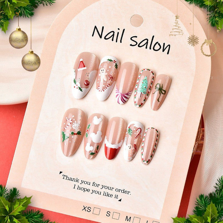 Artificial nail set with festive Christmas motifs and elegant designs Kalsten