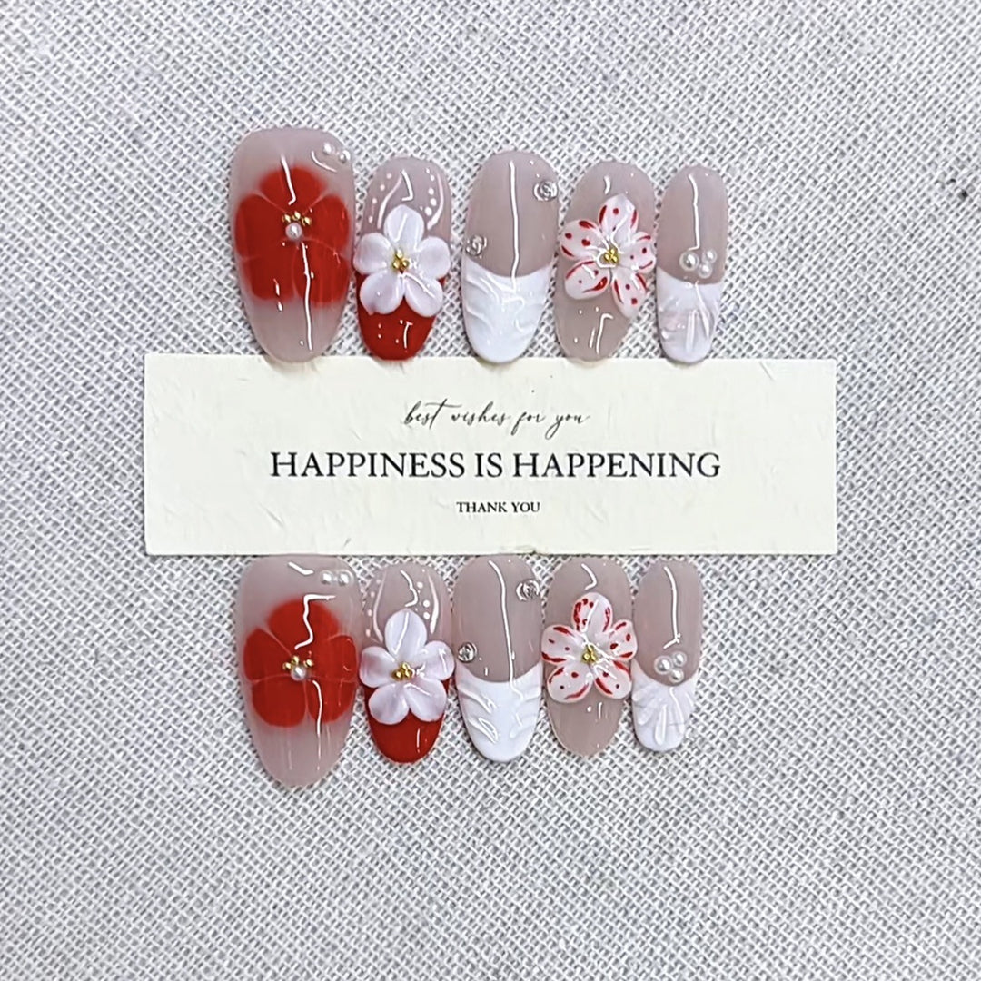 Decorative Floral Press-On Nail Art Set Kalsten