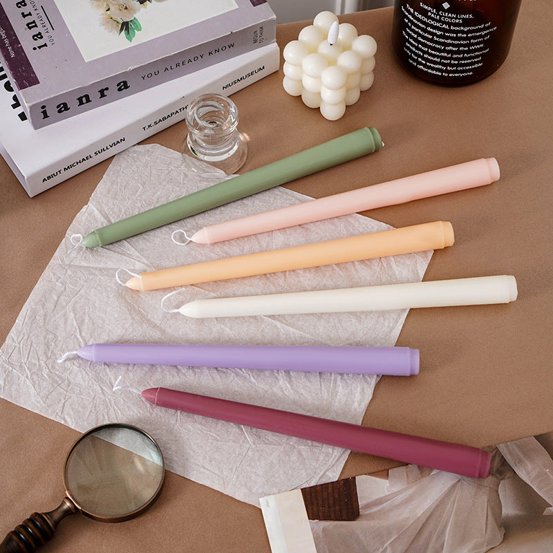 Scented Long Slim Dinner Taper Candles Set of Four with Slow-Burn Soy Blend