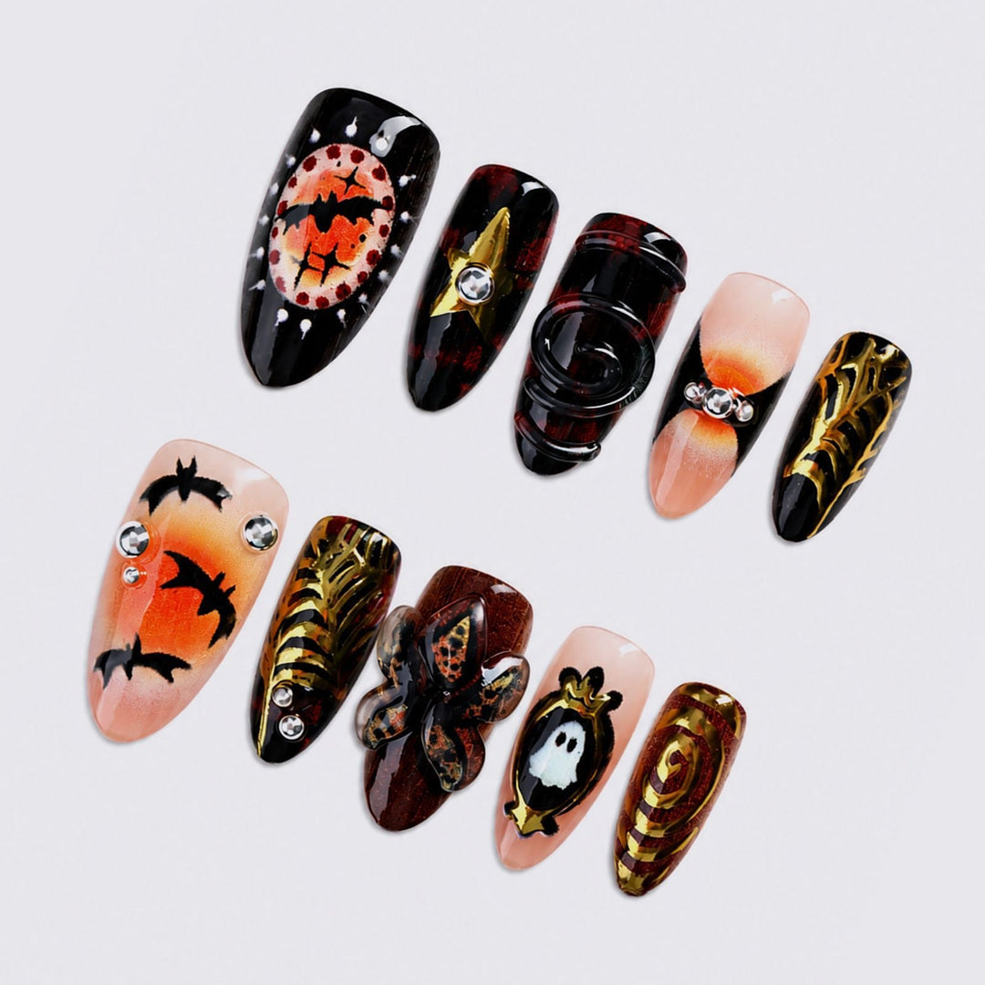 Creative nail art set with spooky Halloween motifs Kalsten