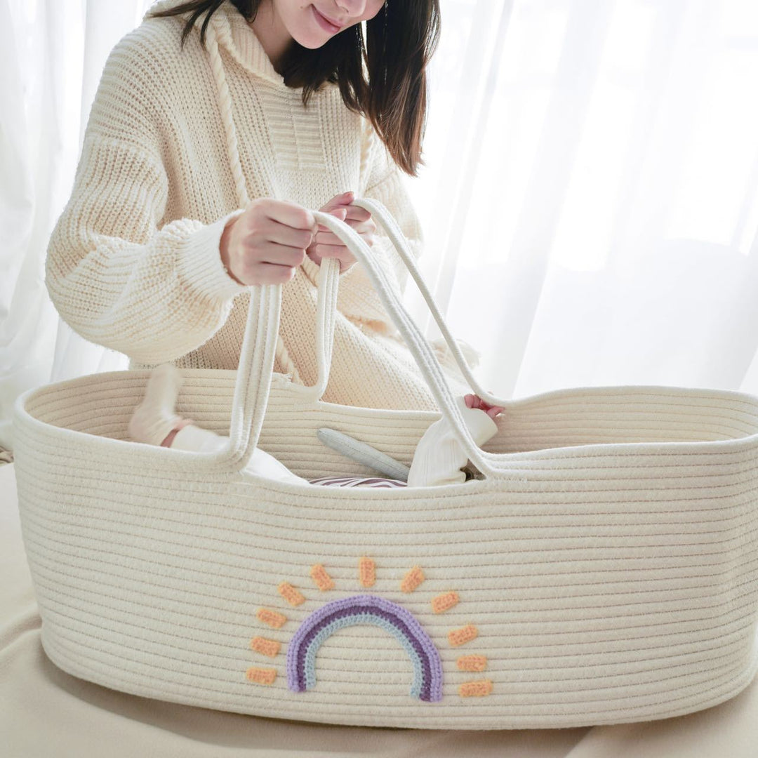 Portable Rope-Style Baby Moses Basket Bassinet with Handles