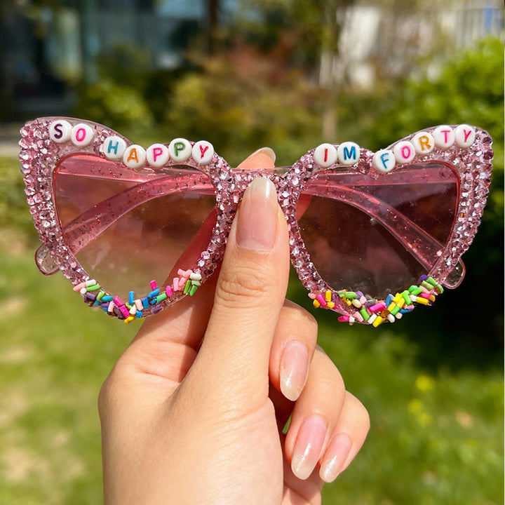 Decorative Cat-Eye Sunglasses with Rhinestones Kalsten
