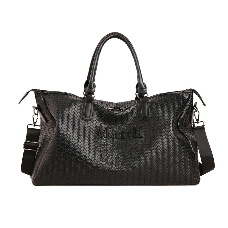 Woven Leather Weekend Duffel Bag Kalsten