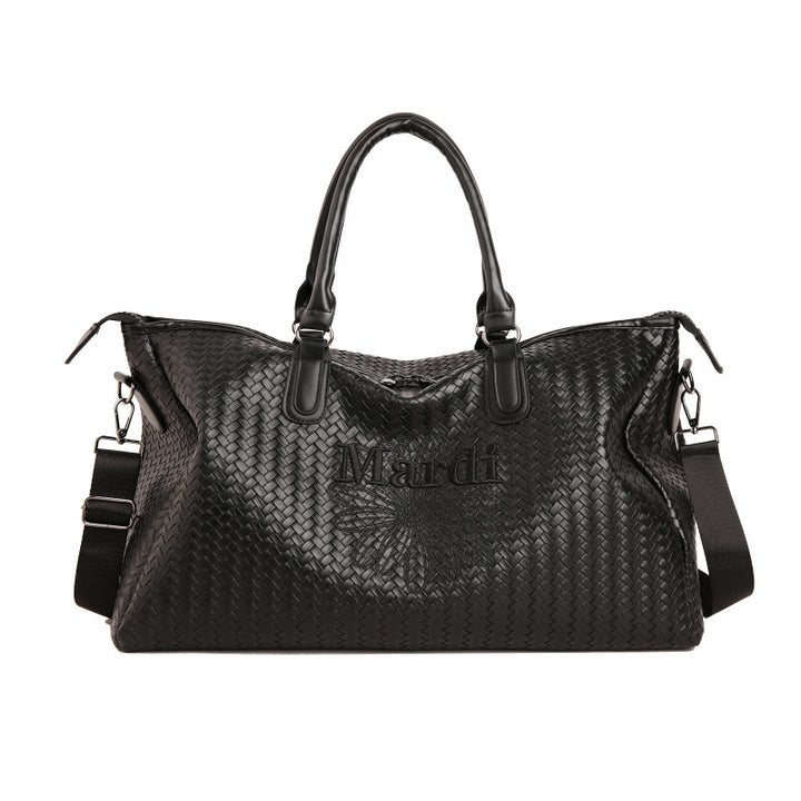 Woven Leather Weekend Duffel Bag Kalsten