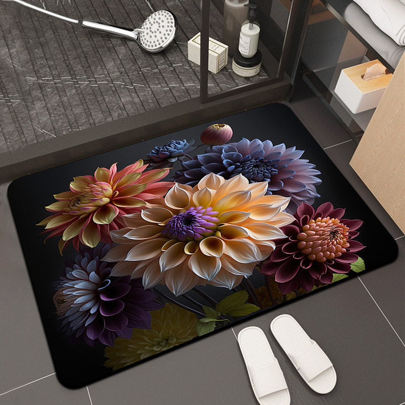 Floral Design Memory Foam Bath Mat Kalsten