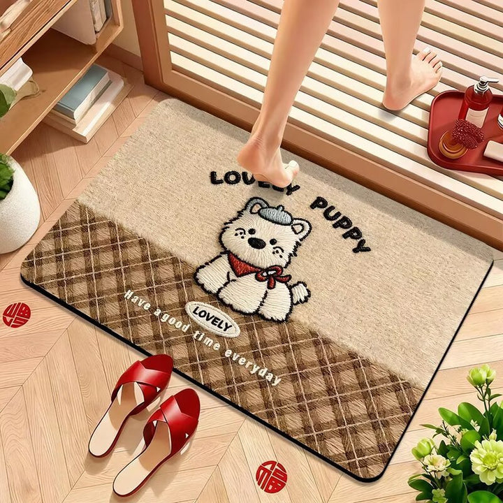 Cute Puppy-Themed Plush Bath Mat Kalsten