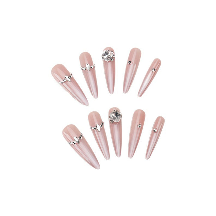Glamorous Rhinestone-Embellished Stiletto Press-On Nails Kalsten