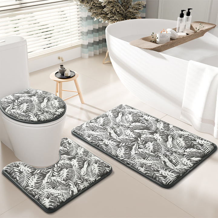 Botanical Print Bathroom Rug Set Kalsten