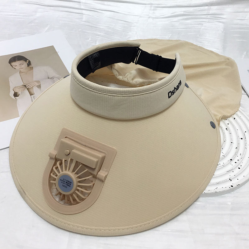 Large UV Protection Sun Visor with Removable Mini Fan and Folding Neck Protection Kalsten