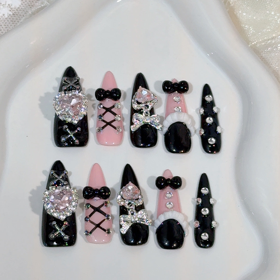 Glamorous Rhinestone-Embellished Press-On Nails
