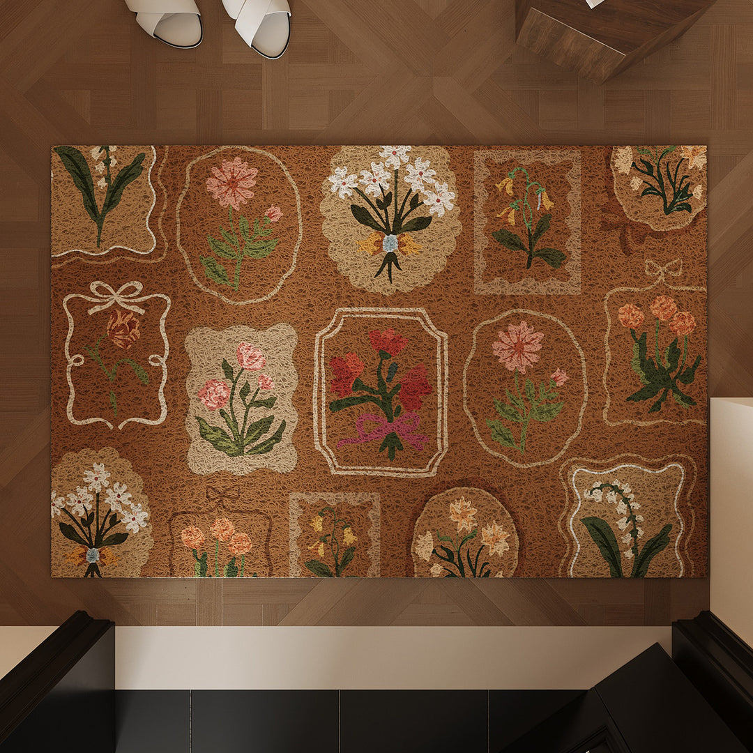 Vintage Floral Print Area Rug