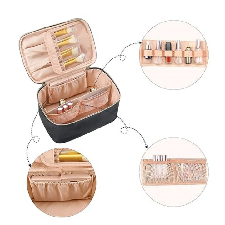 Cosmetic Organizer Bag with Structured Design and Versatile Compartments Kalsten