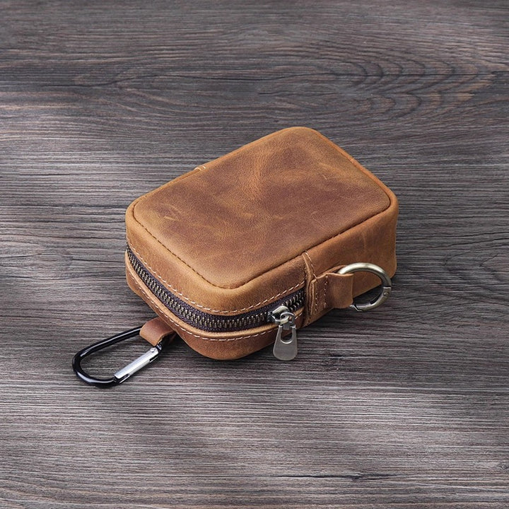 Leather Zippered Keychain Pouch