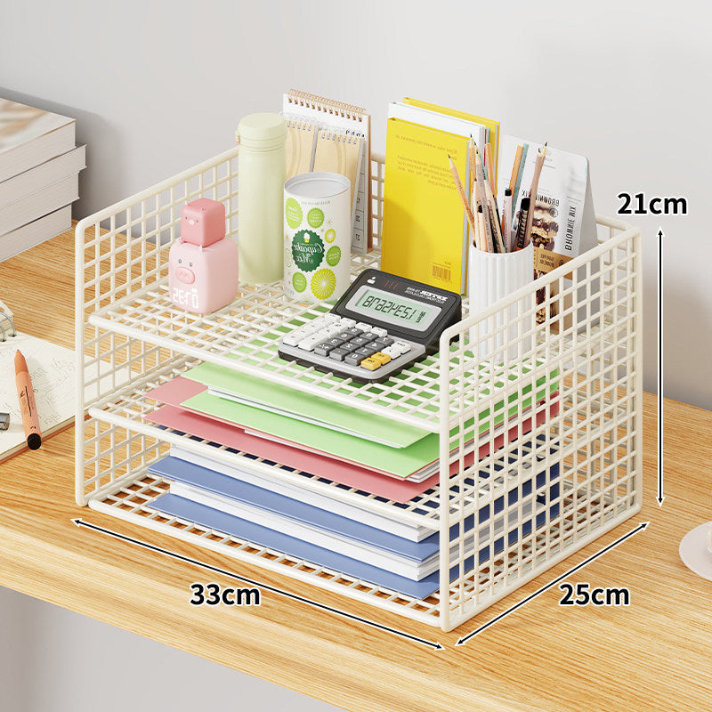 Mesh Two-Tier Desktop Document and Stationery Organizer