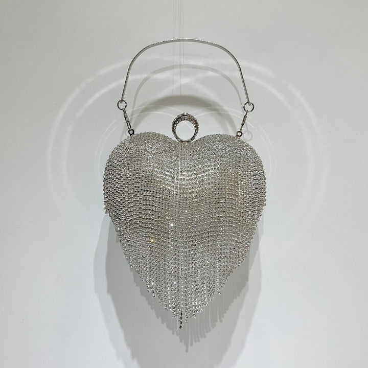 Heart-Shaped Rhinestone Evening Handbag