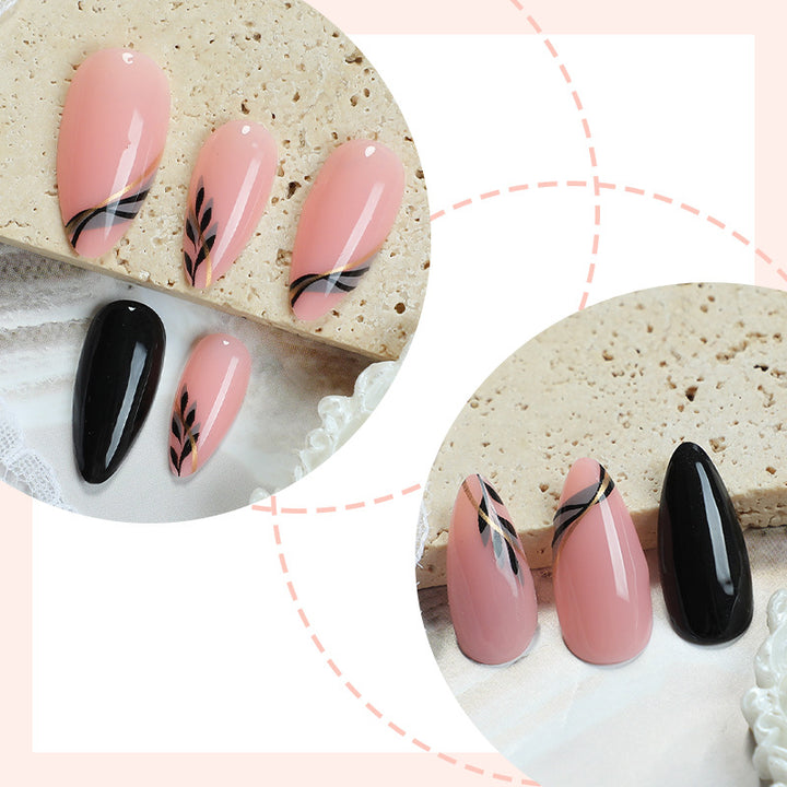 Elegant Press-On Nail Art Set with Artistic Designs Kalsten