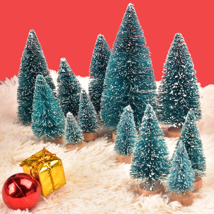 Decorative Mini Snow-Covered Christmas Tree Set Kalsten