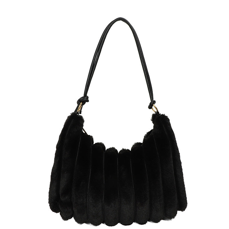 Plush Leopard Print Shoulder Bag